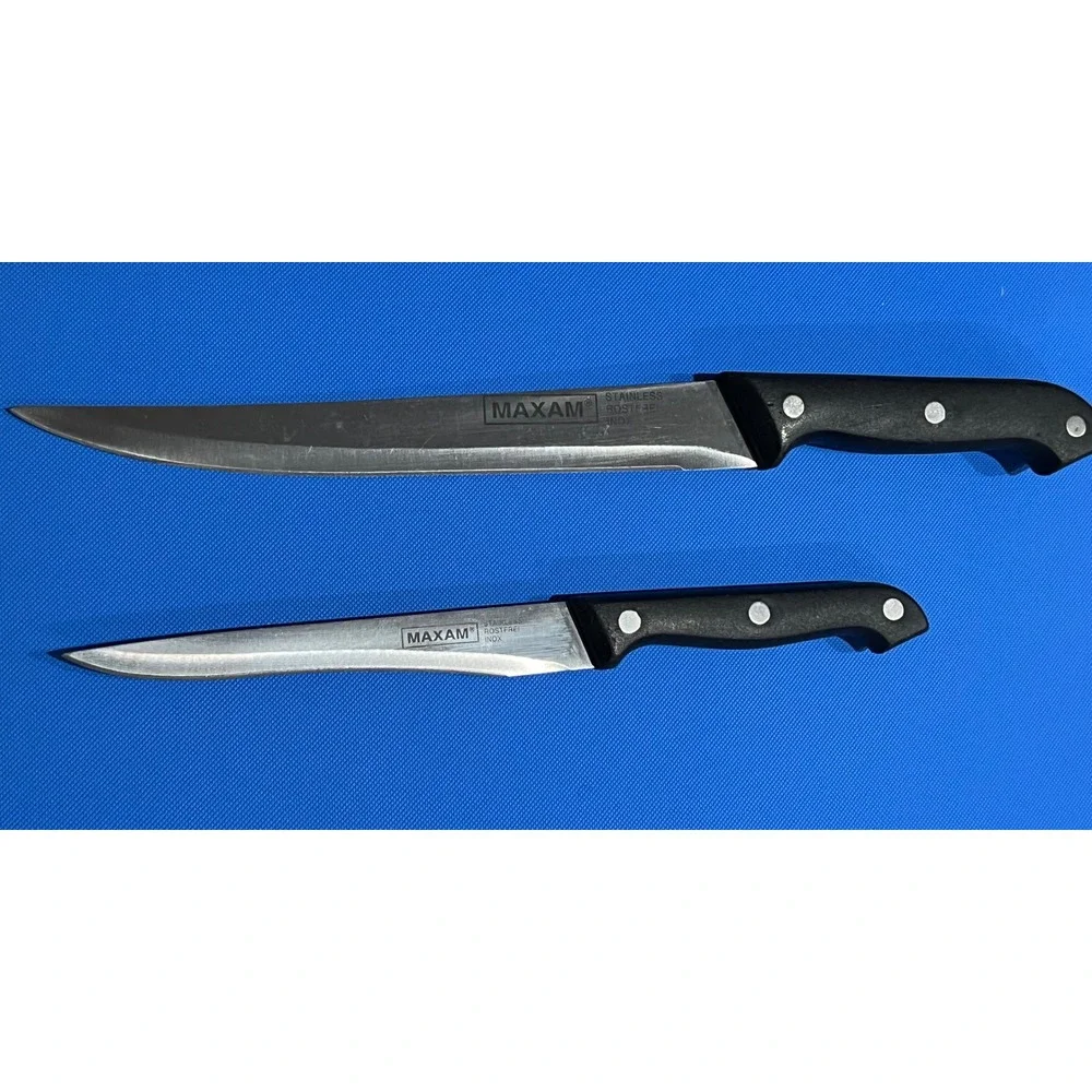 Maxam Stainless Steel Knife Set 2pc Rostfrei Inox Utility Kitchen Knives Black